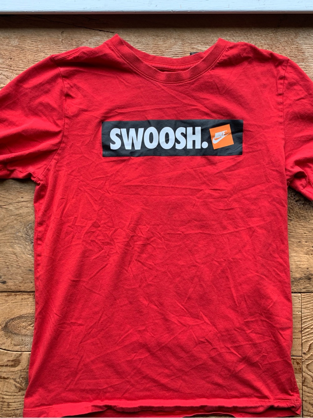 Nike Red Swoosh. Logo Short Sleeve Tee